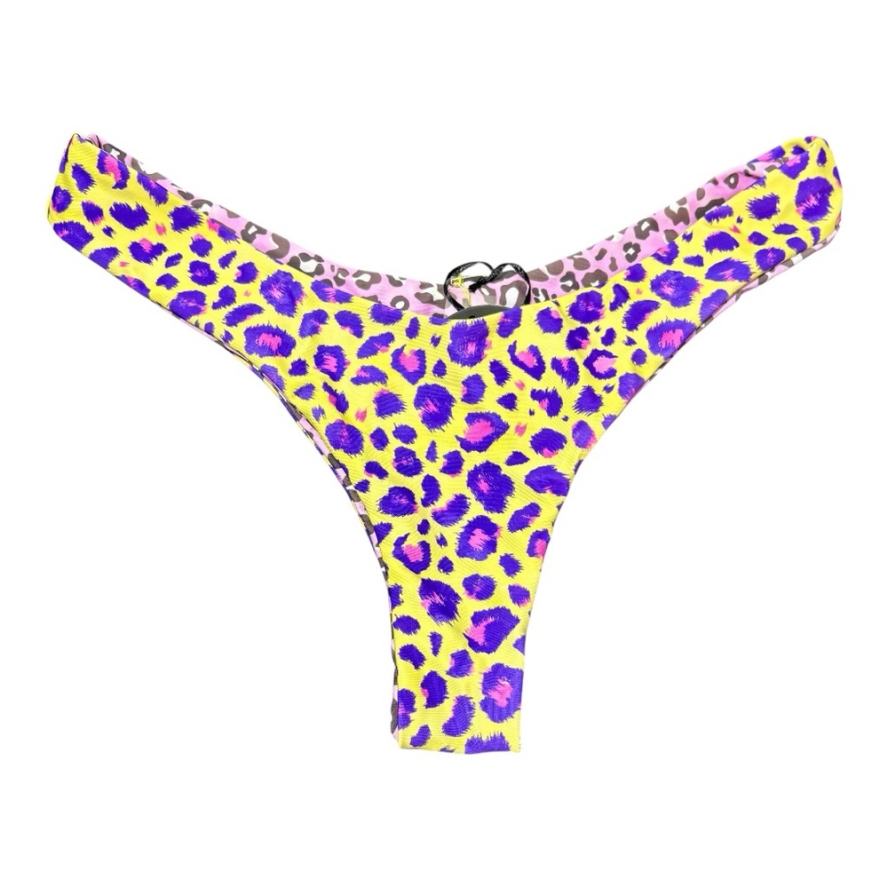 MOANA BIKINI Purple and Yellow Leopard Print Bikini Bottom - Picture 2 of 6